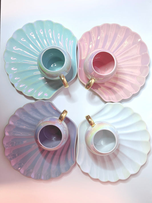 Francfranc Opal Shell Mug And Plate