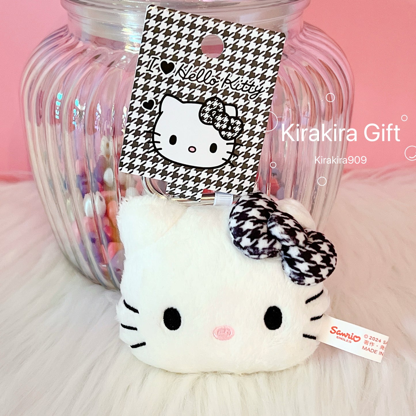 Hello kitty Black And White Face Plush Charm