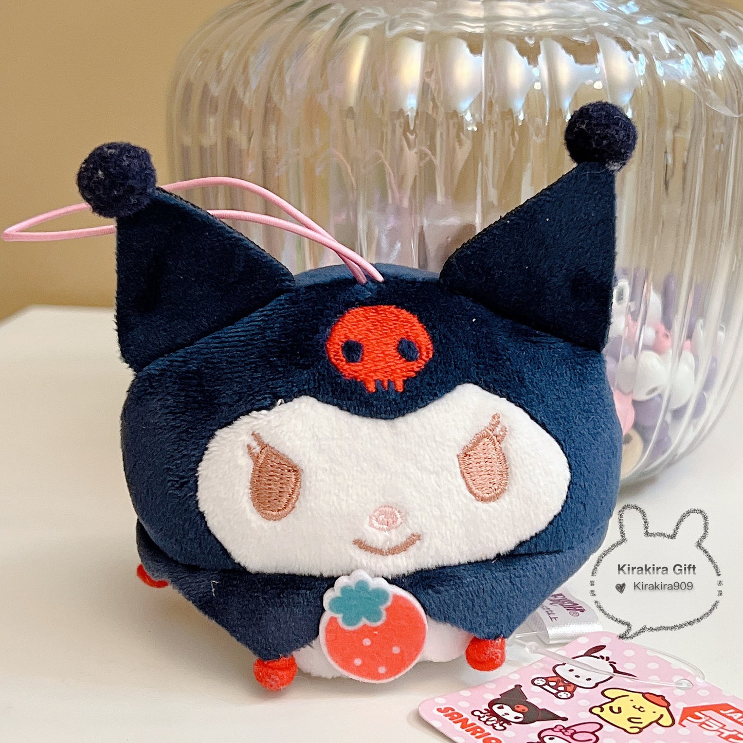 Kuromi Strawberry Dark Blue Plush Charm
