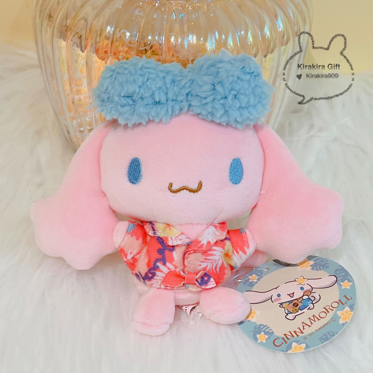 Cinnamoroll Pink Beach Outfit plush charm