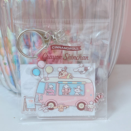 Cinnamoroll x Shinchan Bus Keychain