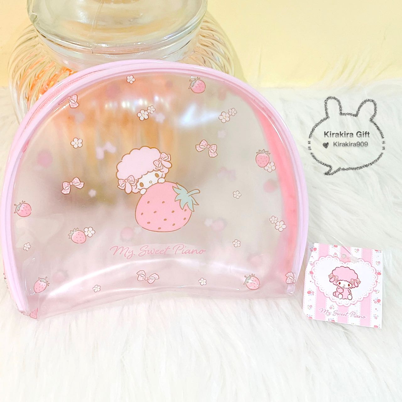 My Piano Transparent Strawberry Makeup Bag