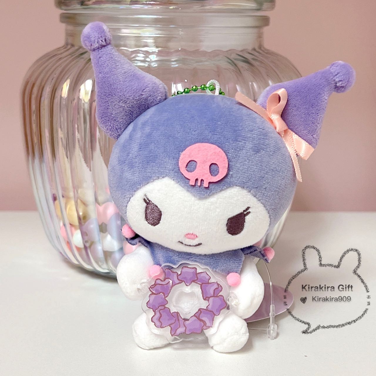 Kuromi Floral Wreath Plush Charm
