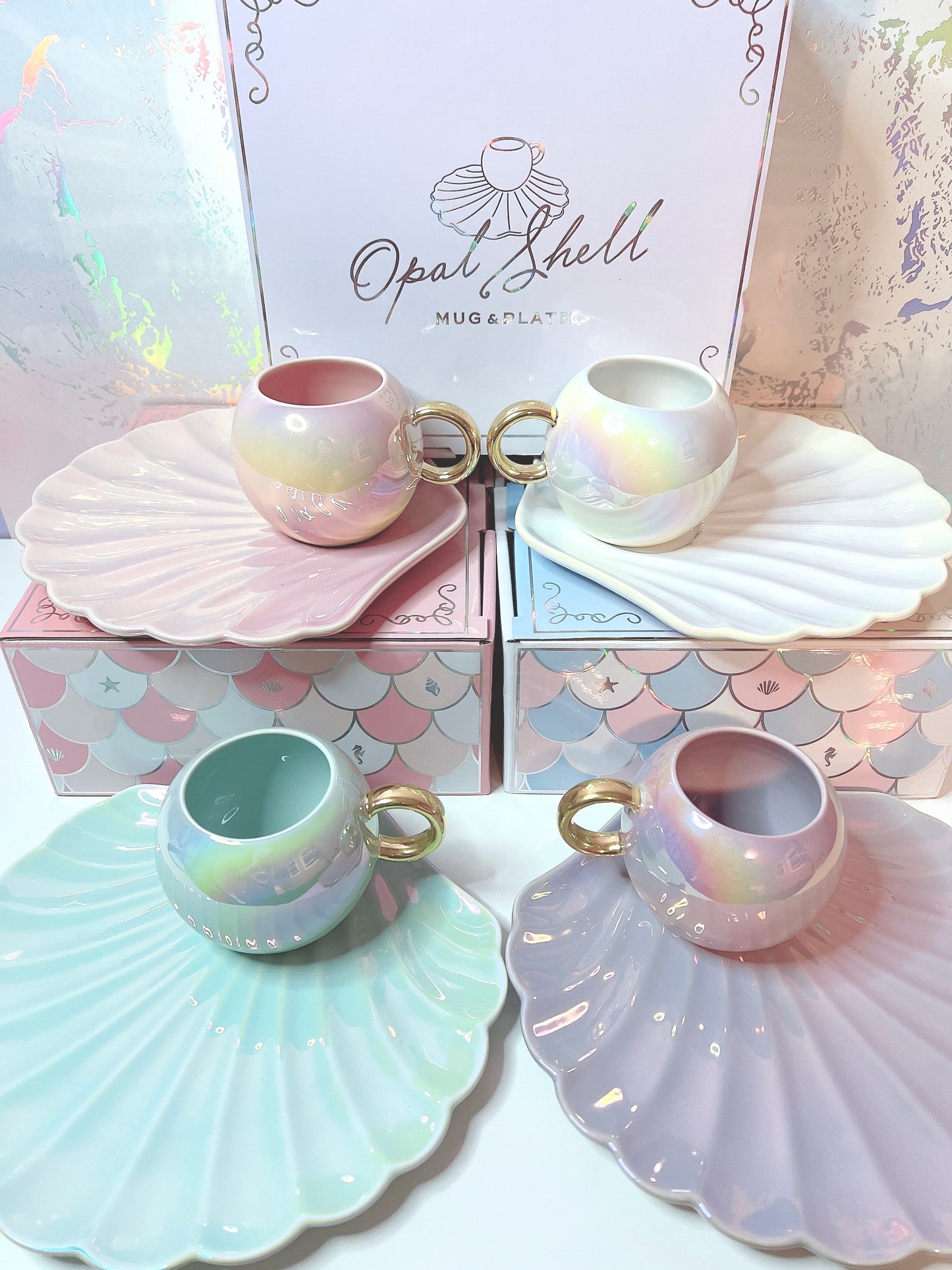 Francfranc Opal Shell Mug And Plate