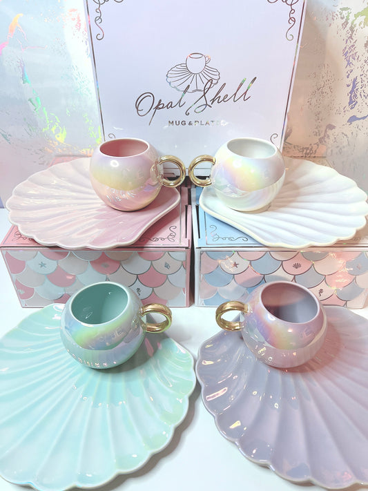 Francfranc Opal Shell Mug And Plate