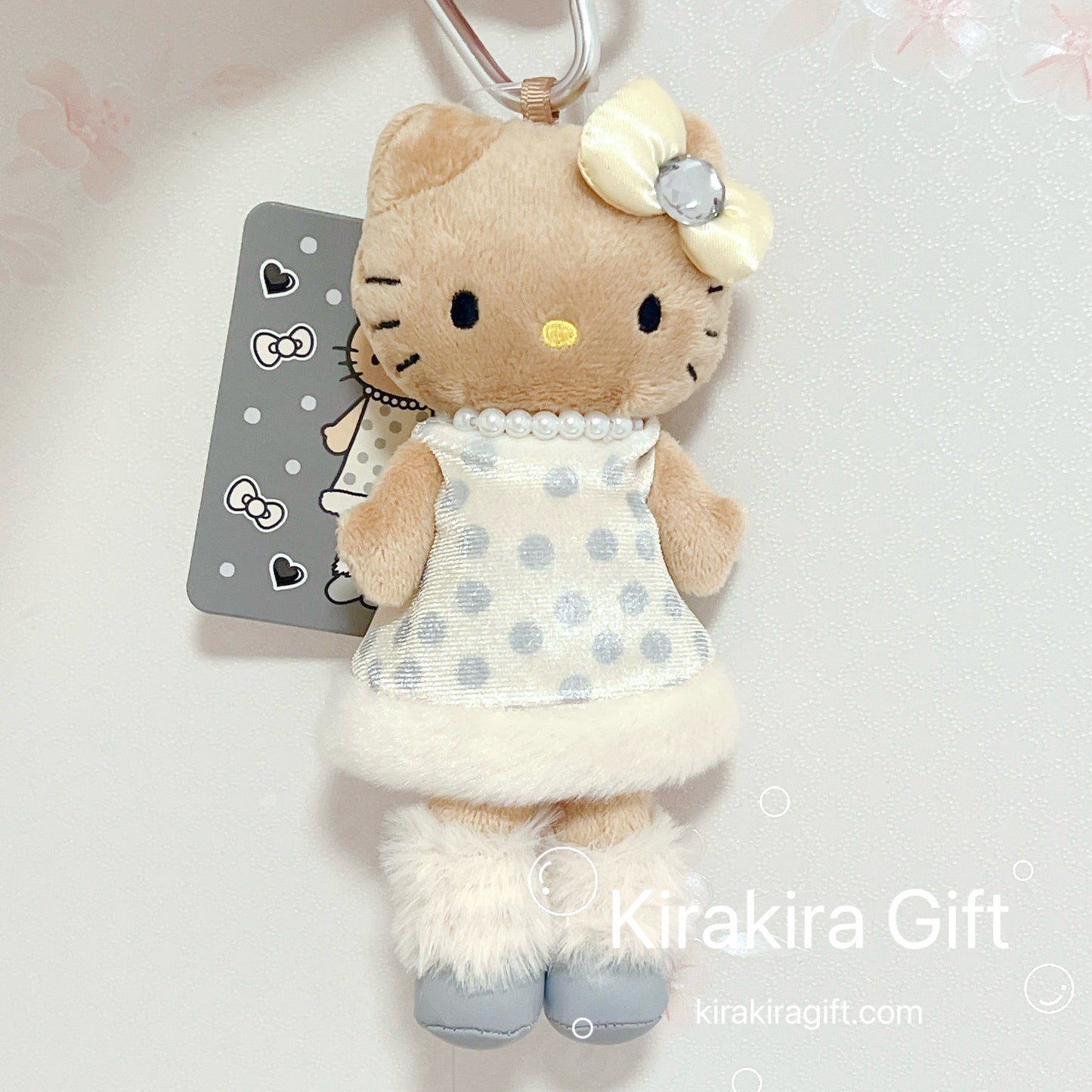 Hello Kitty Tanned Skin White Polka Dots Plush Charm