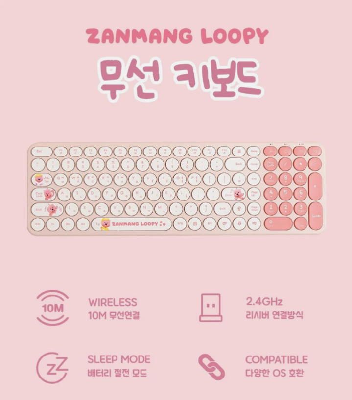 Royche Zanmang Loopy 2.4GHz Low-Noise Wireless 10M Keyboard Slim & Light